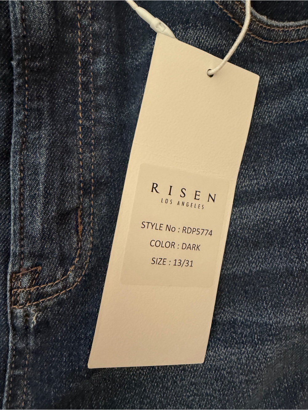 Risen Dark Indigo Cropped Cargo Jeans with Frayed Hem - Picture 2 of 7